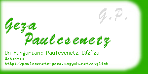 geza paulcsenetz business card